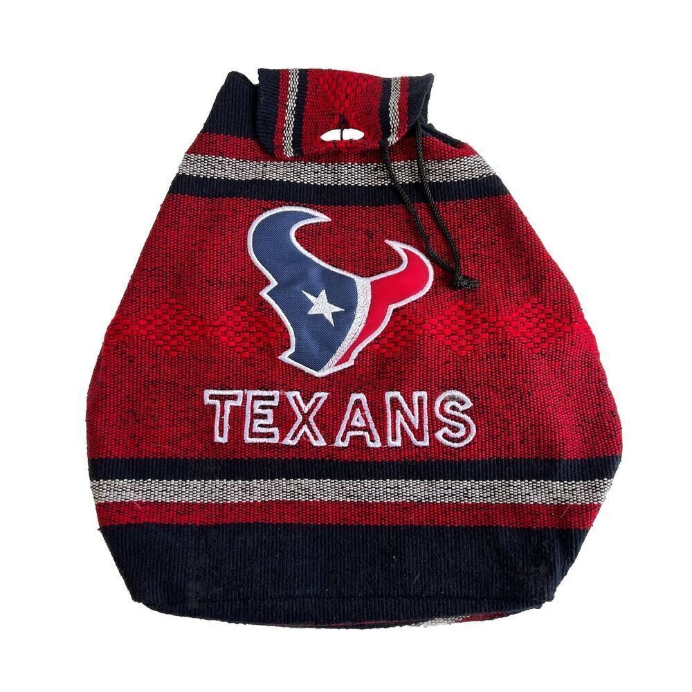 Houston Texans NFL Unisex Mexican Falza Blanket Drawstring Backpack Red / Navy